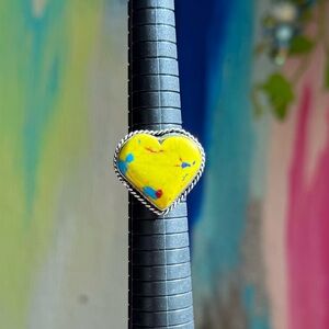 Yellow Mosaic Jasper Ring Sz 7.5 |B100